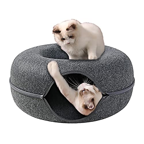 Tunnelbett Katzen,Katzen-Tunnel für Indoor-Katzen | Katze Tunnelbett Filz Katze Tunnel Katze Rohr Indoor Kätzchen Abnehmbare Katze Tunnelrohr Spielzeug Donut Nest Abbto von Abbto