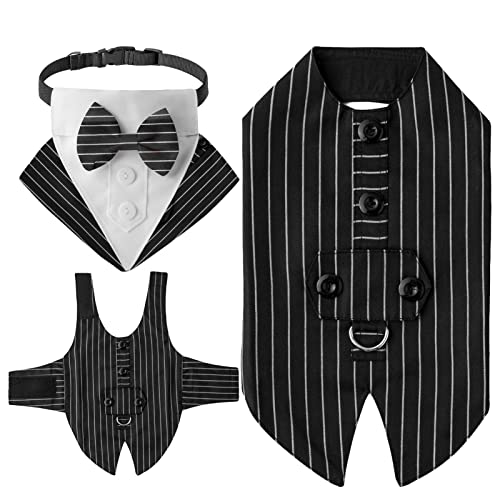 Tuxedo Shirt für Hund, Kleidung für Haustiere, Shirts Hundeshirt Welpen Haustier Kleine Hundebekleidung Hochzeit Stilvoller Anzug Fliege Kostüm, Hochzeit Shirt Formale Tuxedo Abbto von Abbto