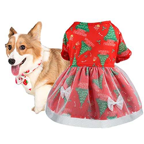 Weihnachtskleid für Hund, Hundepullover Kleid, Halloween Hunde Kleider Leichte Samt Weihnachten Pet Kleidung Hund Kostüm Puppy Kleid Doggie Party Girl One Piece Abbto von Abbto