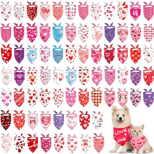 Abbylike 150 Stück Valentinstag Hundehalstücher Herz Lippe Haustier Schal waschbar Hund Schal verstellbar Hund Lätzchen Dreieckstuch für kleine, mittelgroße und große Haustiere Valentinstag Geburtstag von Abbylike