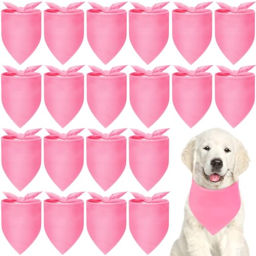 Abbylike 20 Stück Hundehalstücher für Hunde, blanko, Hundehalstücher für Hunde, Wärmeübertragung, dreieckige Hunde-Lätzchen, DIY-Bandanas für Welpen, Katzen, Haustiere (Rosa) von Abbylike