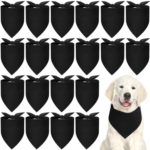 Abbylike 20 Stück Hundehalstücher für Hunde, blanko, Hundehalstücher für Hunde, Wärmeübertragung, dreieckige Hunde-Lätzchen, DIY-Bandanas für Welpen, Katzen, Haustiere (schwarz) von Abbylike