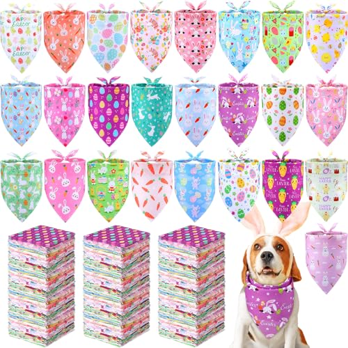 Abbylike 200 Stück Oster-Hundehalstücher Bulk Bunny Hund Halstücher für Hunde Hund Halstuch Set Lätzchen Dreieckstuch für Ostern Tag Haustier Weihnachten Kostüm Zubehör Dekoration von Abbylike