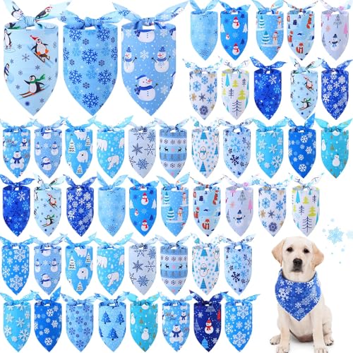 Abbylike 50 Stück Winter-Hundehalstücher Großpackung Winter Hundehalstücher für Hunde Schneeflocke Hund Halstuch Set Lätzchen Dreieckstuch für Winter Haustier Kostüm Zubehör Dekoration (25,6 x 17,7 x von Abbylike