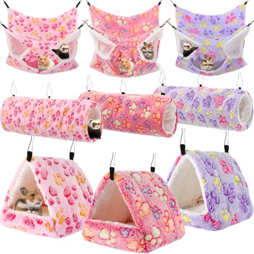 Abbylike Hängematten-Set für Ratten, Meerschweinchen, Frettchen, Hängematten-Set, kleines Haustier, Tunnel, Gleiter, Spielzeug, Meerschweinchen, Frettchen, Versteck für Bett, Käfigzubehör für Hamster von Abbylike