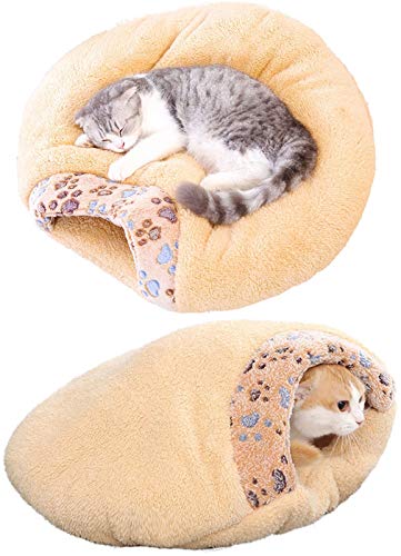 Abcoll 2 In 1 Katzenbett Flauschig for Kitten Und Mittlere Große Katzen Weichen Winter Donut Katzenhöhle Waschbar Thick Plüsch Katzenkorb for Innen (Größe : L) von Abcoll