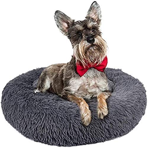 Abcoll Katzenbett Hundebett Tierbett Katzenkorb Flauschig, Rundes Donut Plüsch Waschbar Hundesofa, Geeignet for Kleine Haustiere (Farbe : Deep Brown, Größe : L) von Abcoll