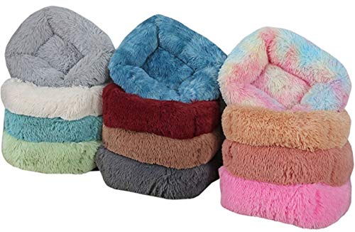 Abcoll Luxus Plüsch Katzenbett, Katzenkorb Beruhigender Zum Schlafen Flauschig Katzenkörbchen Für Grosse Kleine Mittlere Hunde Katzen (Farbe : Blau, Größe : M(55x45x20cm)) von Abcoll