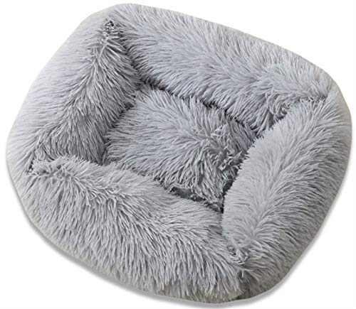 Abcoll Luxus Plüsch Katzenbett, Katzenkorb Beruhigender Zum Schlafen Flauschig Katzenkörbchen Für Grosse Kleine Mittlere Hunde Katzen (Farbe : Gray, Größe : L(66x56x18cm)) von Abcoll