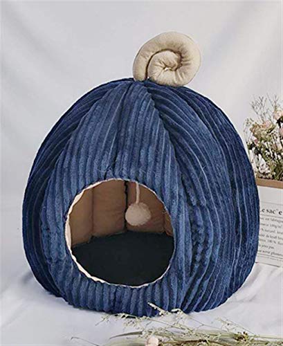 Abcoll Tragbare Fleece Katzenkorb for Indoor-Katzen, Gemütlich Igloo Katzenbett Zum Schlafen Cave Mit Abnehmbarer Waschbare Kissen-Kissen (Farbe : Blau, Größe : L) von Abcoll