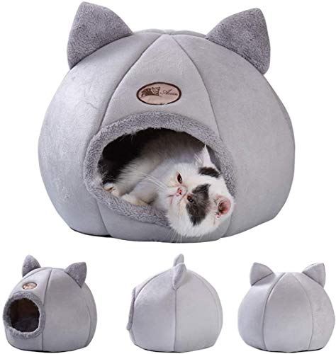 Abcoll Tragbare Fleece Katzenkorb for Indoor-Katzen, Gemütlich Igloo Katzenbett Zum Schlafen Cave Mit Abnehmbarer Waschbare Kissen-Kissen (Größe : M) von Abcoll