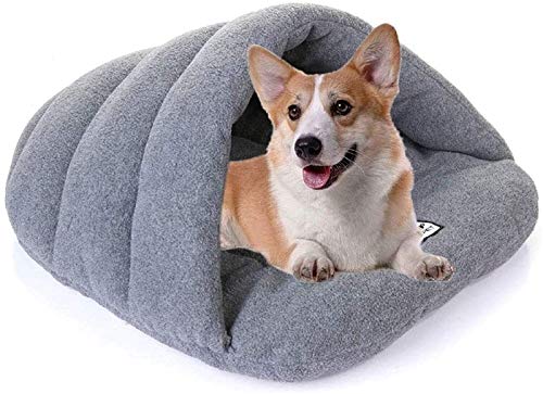 Abcoll Tragbare Schwein Betten Weiche Katzenbett Welpen Cave Zelt Plüsch Cuddle Burrow Waschbare Kissen Dickes Vlies Slipper Dreieck Haus-Katze-Hundebett-Schlafsack (Größe : XS) von Abcoll