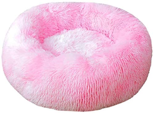 Abcoll Winter-warme Haustier-Bett, Hundebett Katzenbett Donut, Haustier-Bett-Pelz-Cuddler Runde Betten, Selbst Warming Donut Cuddler for Small Medium Large Hunde (Farbe : Rosa, Größe : M) von Abcoll