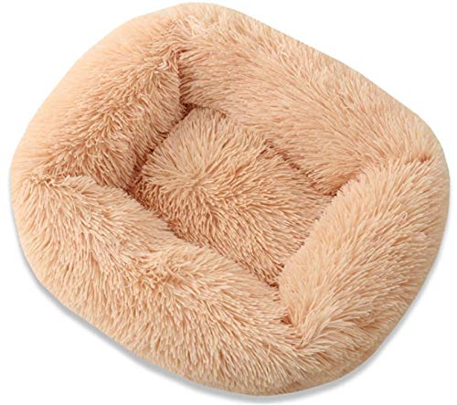 Weiche Plüsch Katzenbett, Katzenkorb Beruhigender Zum Schlafen Katzenkörbchen, Warm Quadrat Bequemes Wasserdicht Anti-Rutsch Sicherheit Katzenbett Flauschig ( Farbe : Gelb , Größe : Xl(80x70x18cm) ) von Abcoll