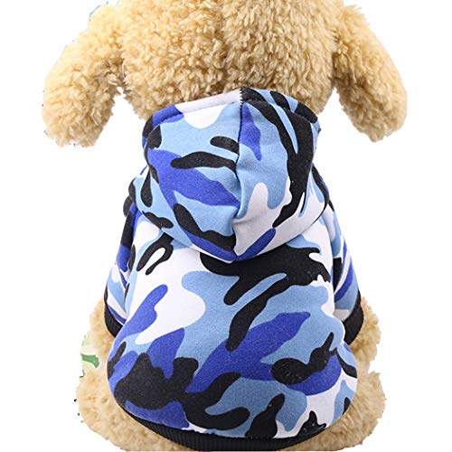 Abcsea 1 Stück Tarnfarbe Haustierkleidung, Hunde Hoodie Winter Kleine Hunde, Hundekleidung Winter Kleine Hunde, Haustier Warme Kleidung, Hund Pullover, Blau L Größe von Abcsea