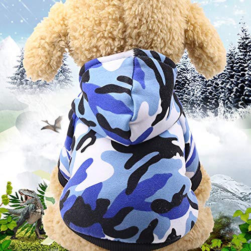 Abcsea 1 Stück Tarnfarbe Haustierkleidung, Hunde Hoodie Winter Kleine Hunde, Hundekleidung Winter Kleine Hunde, Haustier Warme Kleidung, Hund Pullover, Blau M Größe von Abcsea