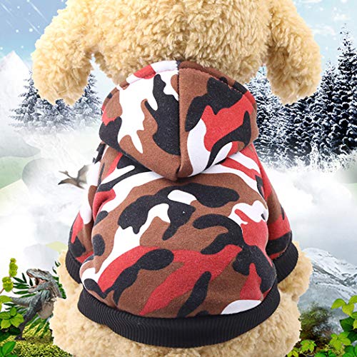 Abcsea 1 Stück Tarnfarbe Haustierkleidung, Hunde Hoodie Winter Kleine Hunde, Hundekleidung Winter Kleine Hunde, Haustier Warme Kleidung, Hund Pullover, Rot L Größe von Abcsea