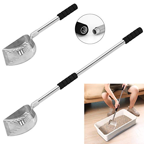 Abealv Katzenstreuschaufel Metall Langer Griff Katzenschaufel Abnehmbare Edelstahl Antihaft Katzenstreu Sifter Pet Scoop mit Tiefe Schaufel Kitty Cat Scooper zum Sieben von von Abealv