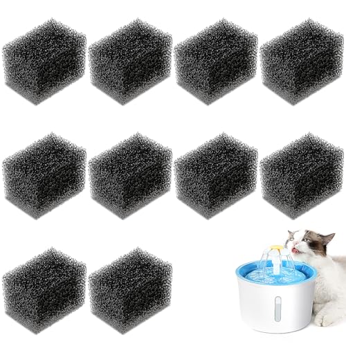 10 Stück Schwammfilter für Katzenbrunnen,Katze Trinkbrunnen Schwamm Schaum Filter, Cat Fountain Sponge Filter,Ersatz Haustierbrunnen Schaumstofffilter für Runder oder Quadratischer Katzenbrunnen von Abeillo