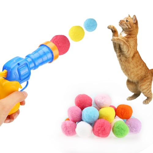 Abeillo Katzen-Bommelbälle, 3,1 cm, elastischer Plüschball, Kätzchen, Apportierspielzeug, interaktives Spielzeug, Pompom-Ball für Katzen, Training und Spielen, 50 Stück von Abeillo