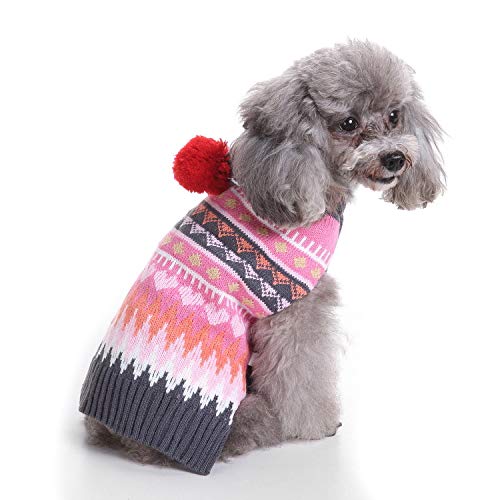 Abhpjuy Hund Pullover Pet Weihnachten Pullover Gestrickte hohe Kragen Haustier Pullover Hund Pullover (L,Blaue Kapuze) von Abhpjuy