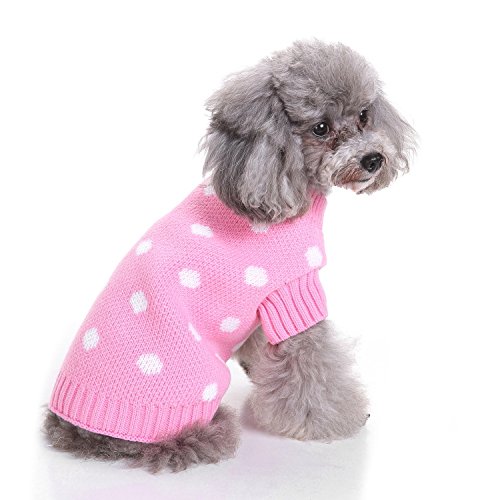 Abhpjuy Hund Pullover Pet Weihnachten Pullover Gestrickte hohe Kragen Haustier Pullover Hund Pullover (L,Rosa) von Abhpjuy