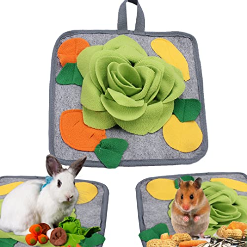 Abizoo Kaninchenspielzeug, multifunktionale Futtermatte, Polar-Fleece, 30x20 cm, maschinenwaschbar, interaktiv, lustiges Fütterungsbett, Leckerli, Meerschweinchen, Spielzeug von Abizoo