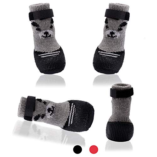 AblePet Hundestiefel, wasserdichte Schuhe, atmungsaktive Socken, mit rutschfester Sohle und verstellbarem Magic Tape Allwetterschutz Pfoten nur passend für kleine Hunde (4 Stück) (schwarz, M) von AblePet