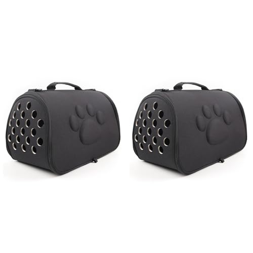 Abledance 2X Hunde Katze Faltbare Tier Halterung KäFig Faltbare Welpen Hand Tasche Trage Heimtier Bedarf Transport ZubehöR Schwarz von Abledance