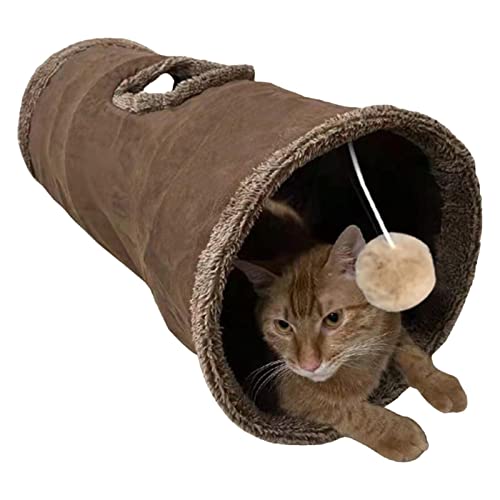 Abonda Katzen Plüsch Tunnel Spielzeug, Faltbarer Big Cat Tunnel, Reißfest Katzen Spieltunnel mit Löchern Faltbares Versteck Haustier Spielzeug für Indoor Kätzchen, Welpen und Hasen von Abonda