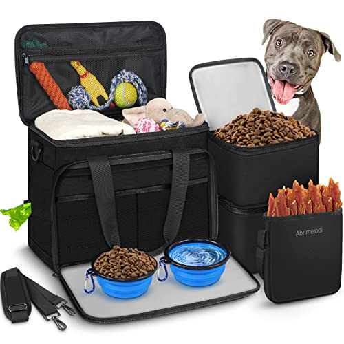 Abrimelodi Haustier Reisetasche, Weekend Away Hund Reise Set für Hunde Katzen Hund Reisetasche mit Multifunktionstaschen, Haustierbedarf für Hunde mit Hundeleckerlibeutel, Schwarze Hundetaschen für von Abrimelodi