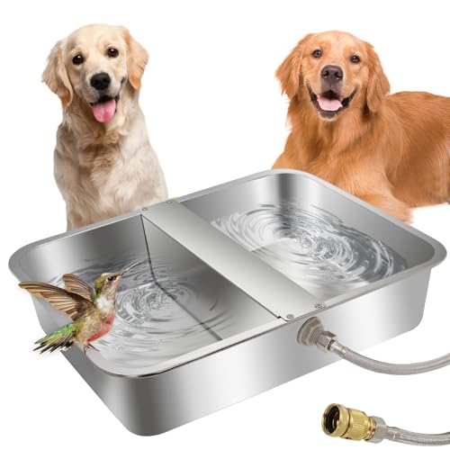 Automatischer Wassernapfspender für Hunde, großer Edelstahl-Futterspender für Geflügel und Vieh, Outdoor-Tier-Trinkwassertrog inklusive 2 m Wasserschlauch, passend für 1,9 cm Wasserhahn von Abustle pig