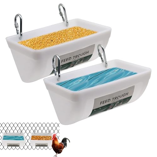 Hühner-Futtertrog mit Clips, hängender Hühnerzaun-Futterspender für Ziege, Schaf, Huhn, Ente, Hund, Gänse, Ziege, Wassereimer, Viehfütterungszubehör, 4,5 Liter Geflügelfuttertrog Eimer (2) von Abustle pig