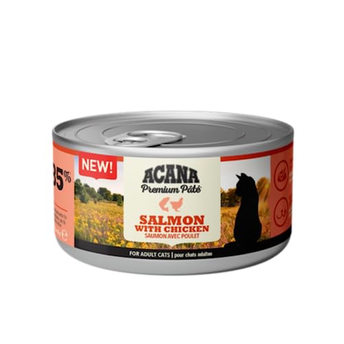 Acana Cat Premium Pâté Salmon & Chicken | 24 x 85 g | 100 % natürliches Nassfutter mit viel tierischem Protein für ausgewachsene Katzen | Ohne Konservierungsstoffe von Acana