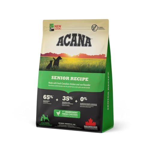 Acana Senior Recipe | 2 kg | Trockenfutter für Hunde-Senioren | Mit 3 verschiedenen tierischen Proteinen | Mit Geflügel, Fisch, Innereien und Knochen | Ohne Getreidezutaten von Acana