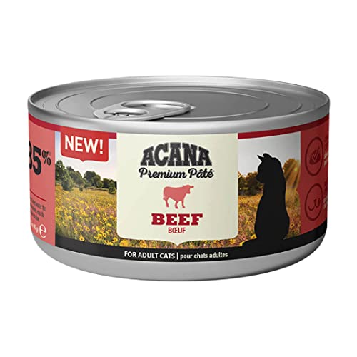 Acana Premium Pâté Rind | 24 x 85 g | Getreidefreies Nassfutter für Katzen | Reich an hochwertigen tierischen Zutaten und Proteinen | Kann für die Zufuhr von Flüssigkeit sorgen von Acana