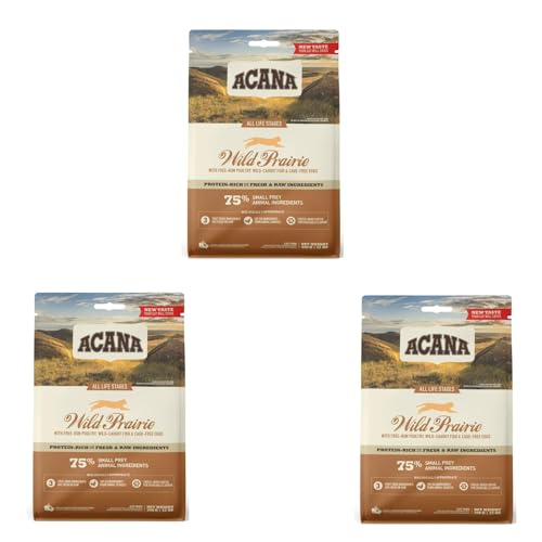 Acana Wild Prairie | 3er Pack | 3 x 340 g | Trockenfuttermittel für Katzen Aller Rassen & Lebensphasen | Enthält viele tierische Proteine aus Huhn, Truthahn und Süßwasserfisch von Acana