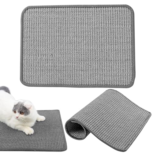 2 Stücke Kratzmatte Katze, Katzenkratzbretter 30x40cm Kratzbretter Katze Kratzbrett Sisal Kann Eingeklebt Werden Katzen Kratzbrett Geeignet für Sofa ischbeine Teppich(Grau) von Acboor