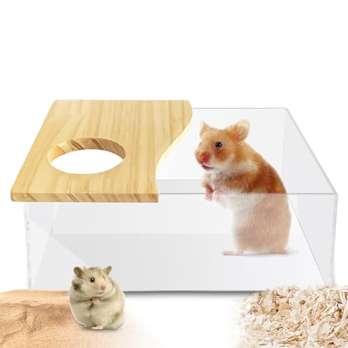 Acboor Hamster Badezimmer, Hamster Sandbad Container Toilette Transparente Acryl Hamster Badebox Hamster Sand Badezimmer Hamster Badehaus für Mäuse, Lemminge, Rennmäuse, Kleintiere,Rechteckig von Acboor