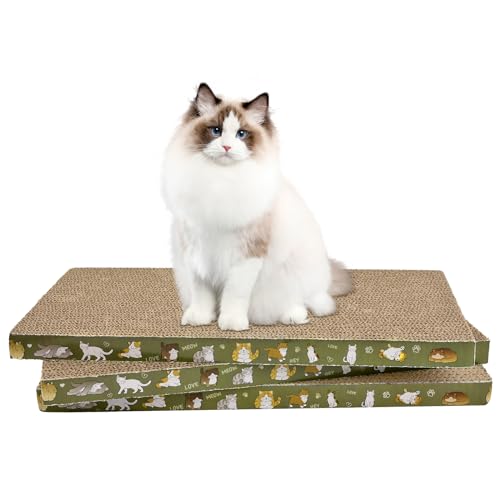 3er-Pack Kratzmatte aus Karton – wendbares Katzenkratzbrett, 41,5 x 20,3 x 2,5 cm, Nachfüllpackung, langlebige Katzenkratzer für Indoor-Katzen und Kätzchen (Cat Community) von AccEncyc