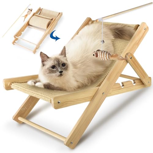 Sisal Katzenstuhl Keine Montage Erforderlich Katze Sisal Lounge Chair Erhöhte Katzenbetten für Indoor Katzen Verstellbare Katzenliege mit Sisal Kratzbaum Katze Strandkorb Katze Hängematte von AccEncyc