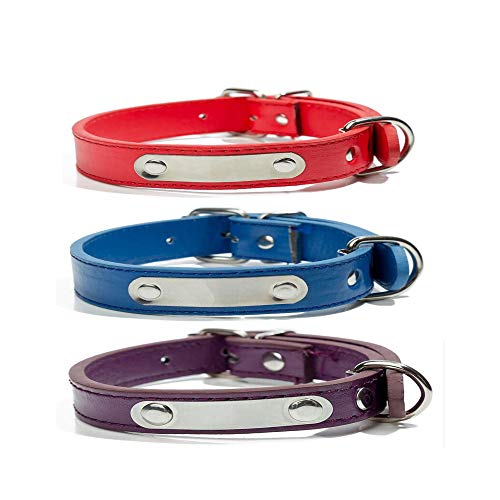 Accod Leder-Halsband für Katzen, Welpen, kleine, mittelgroße Hunde, verstellbar, 17–25 cm, bequem, 3 Stück, Rot von Accod