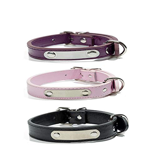 Accod Leder-Halsband für Katzen, Welpen, kleine, mittelgroße Hunde, verstellbar, 17–25 cm, bequem, 3 Stück, Schwarz von Accod