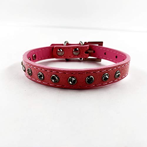 Accod Leder-Halsband für Katzen, Welpen, kleine, mittelgroße Hunde, verstellbar, 22–28 cm, bequemes Haustierhalsband (Rosa) von Accod