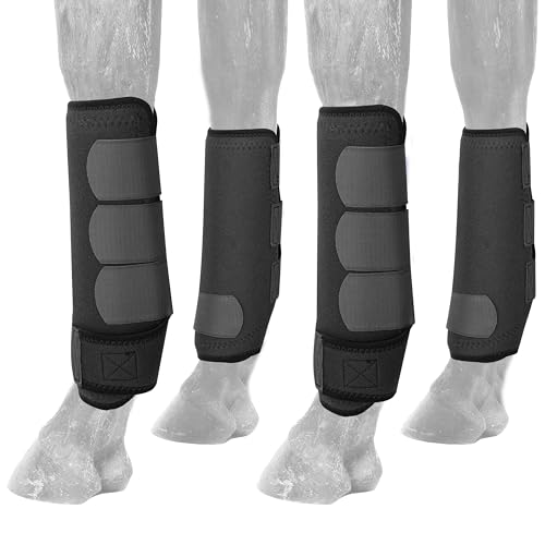 AccompMe Pferdesport Stoßdämpfende Schutzstiefel für die unteren Gliedmaßen, Sportstiefel, wiederverwendbar, Vorder-/Hinterbeinschutz, Ausrüstung, 4 Stück von AccompMe