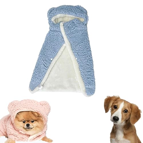 Accrue Pet Cape Blanket,Dog Robes with Hood,Skin Friendly Warm Dog Cape Hooded Pet Apparel,Dogs Cold Weather Coat Wraps for Small Dogs,Pet Robe Blanket (L (for 12.5 kg),Blue) von Accrue