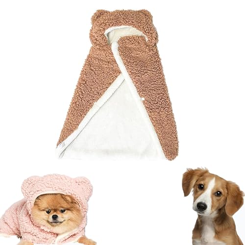 Accrue Pet Cape Blanket,Dog Robes with Hood,Skin Friendly Warm Dog Cape Hooded Pet Apparel,Dogs Cold Weather Coat Wraps for Small Dogs,Pet Robe Blanket (L (for 12.5 kg),Brown) von Accrue