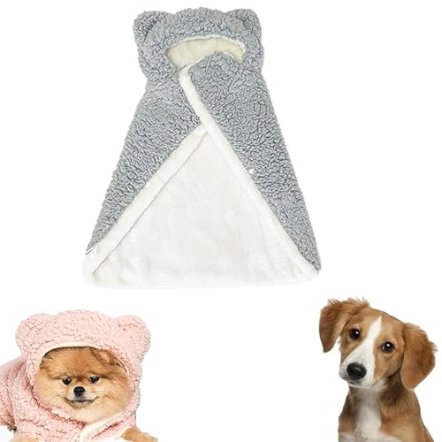 Accrue Pet Cape Blanket,Dog Robes with Hood,Skin Friendly Warm Dog Cape Hooded Pet Apparel,Dogs Cold Weather Coat Wraps for Small Dogs,Pet Robe Blanket (L (for 12.5 kg),Gray) von Accrue