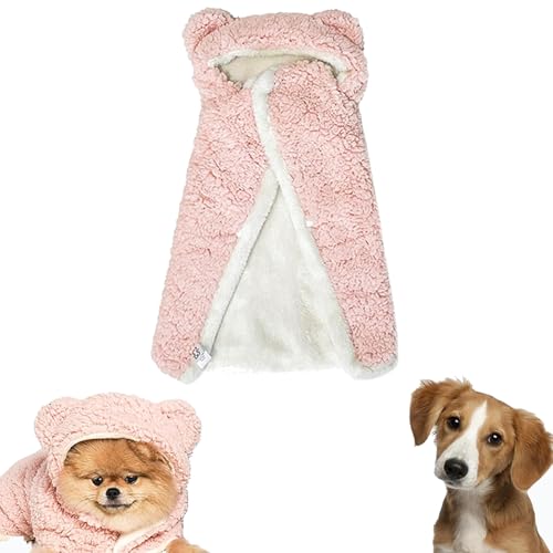 Accrue Pet Cape Blanket,Dog Robes with Hood,Skin Friendly Warm Dog Cape Hooded Pet Apparel,Dogs Cold Weather Coat Wraps for Small Dogs,Pet Robe Blanket (L (for 12.5 kg),Pink) von Accrue