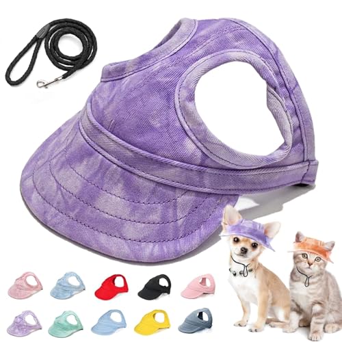 Accrue Baseballmütze für Haustiere, Verstellbar Sonnenschutz Hut Hundecap mit Ohrlöchern für Welpen Haustier,Hund Katze Outdoor Sunbonnet (L,Cloud Purple) von Accrue